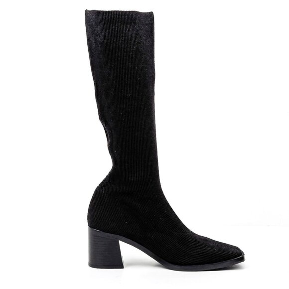 Miista London Wmn Candra Black Fabric Retro Y2K Square Toe Knee Boots 10.5US  EU - Picture 3 of 7